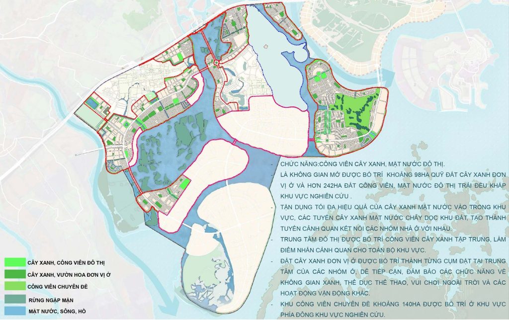 Quy hoạch khu công viên cây xanh và mặt nước dự án Vinhomes Global Gate Hạ long