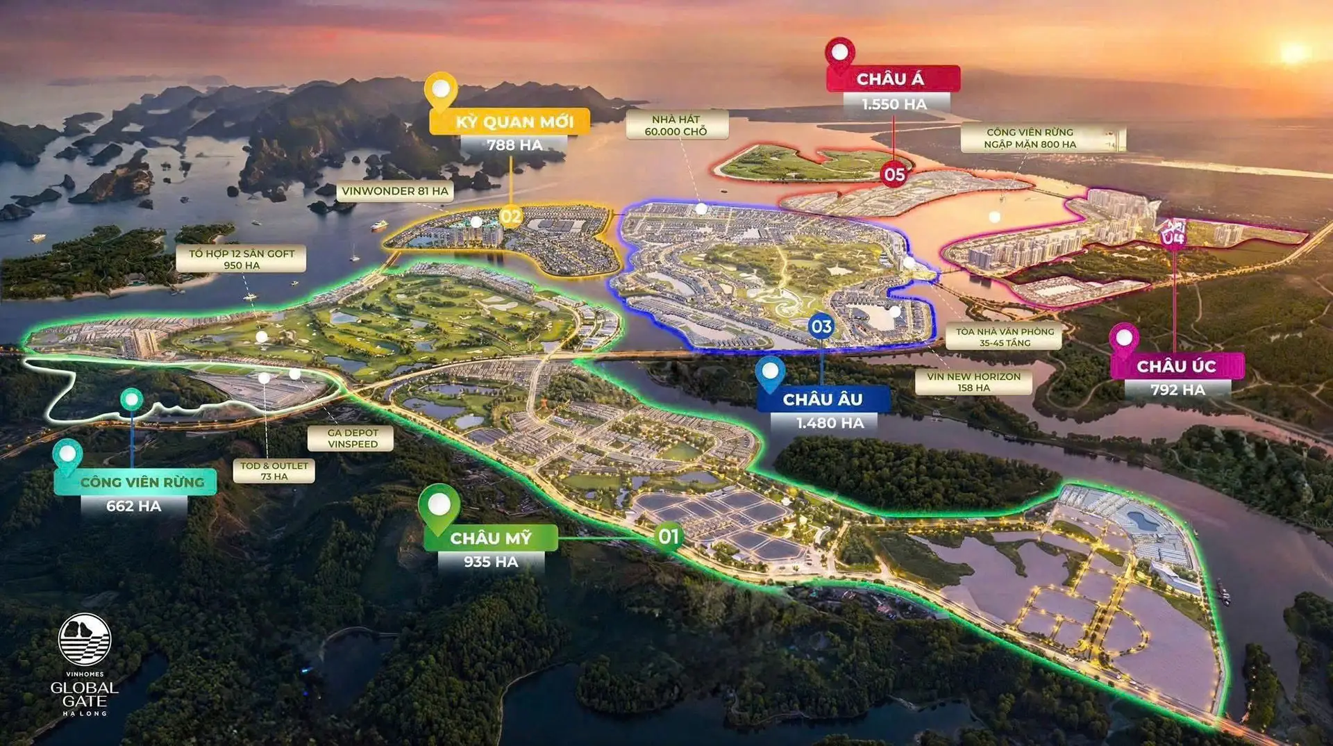 Các phân khu và tiện ích chính tại Vinhomes Global Gate Hạ Long