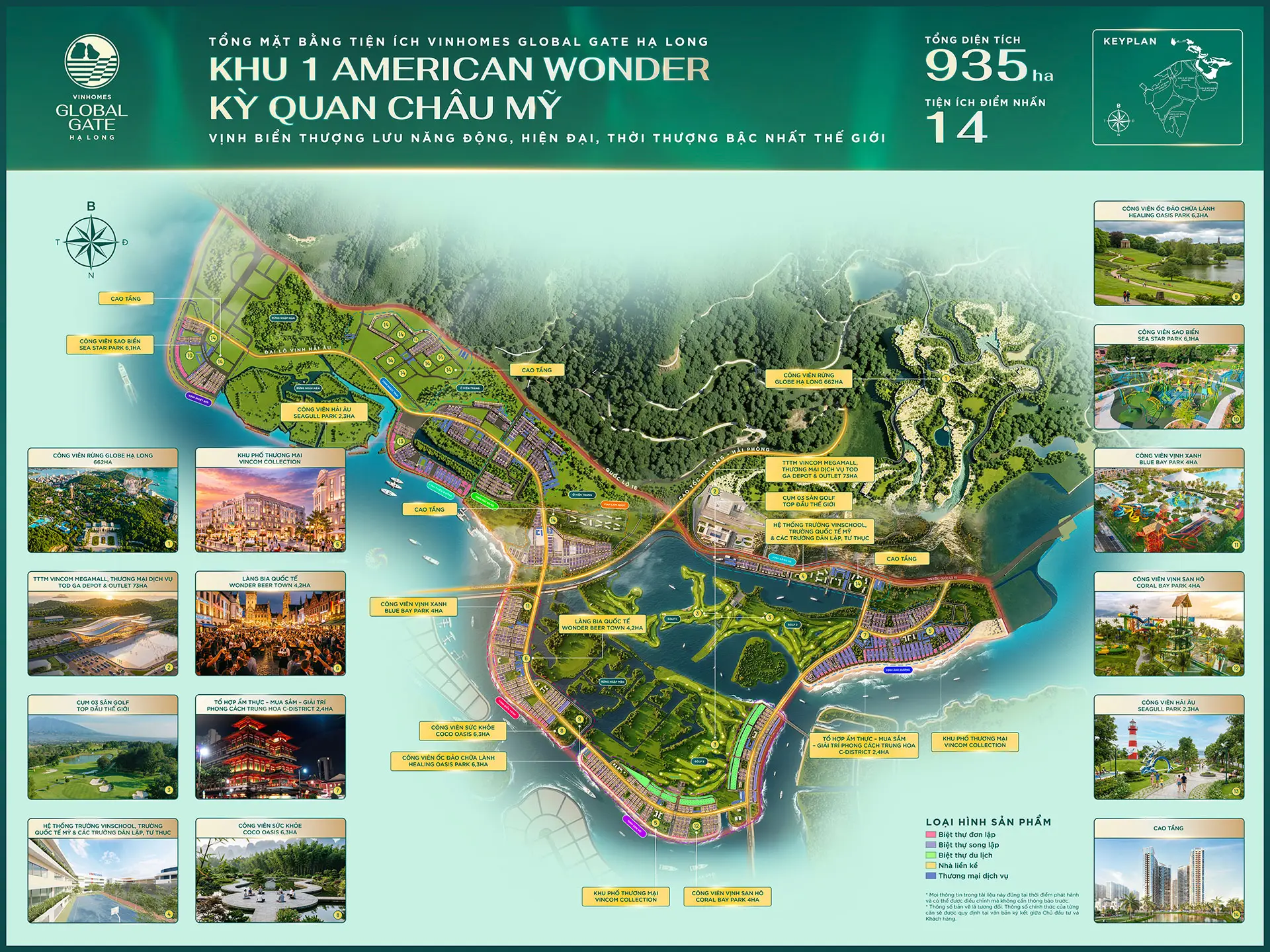 Tổng mặt bằng tiện ích phân khu Châu Mỹ tại Vinhomes Global Gate Hạ Long