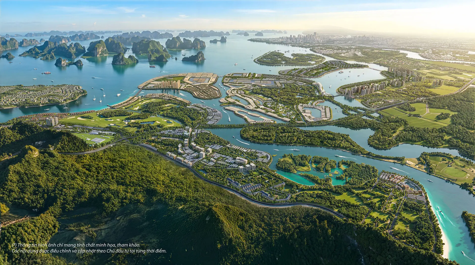 Từ trên cao, Vinhomes Global Gate hiện lên như một thành phố ven vịnh thu nhỏ – nơi kiến trúc, mặt nước và thiên nhiên hòa quyện trong tổng thể quy hoạch đẳng cấp quốc tế.