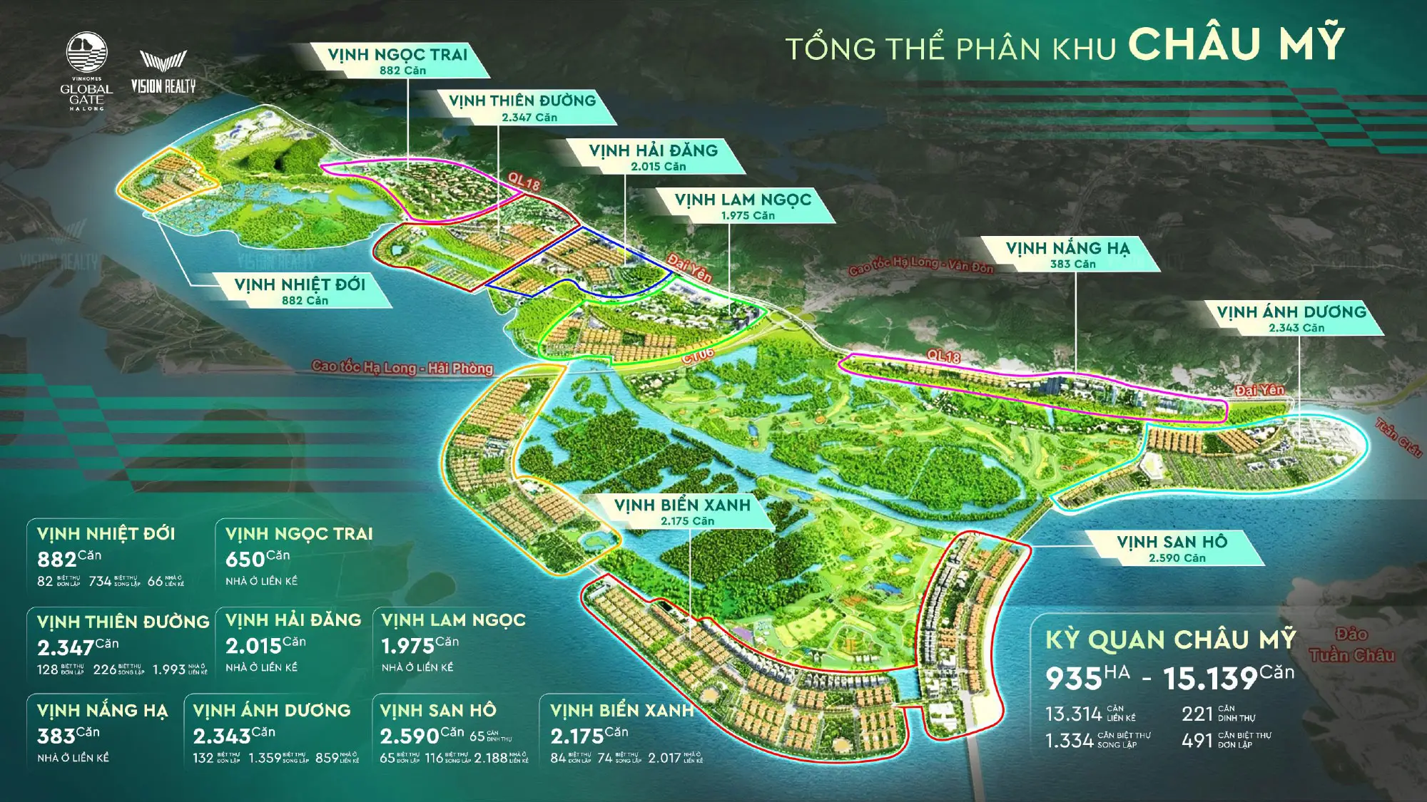 Tổng mặt bằng tiện ích phân khu Kỳ Quan Châu Mỹ tại Vinhomes Global Gate Hạ Long